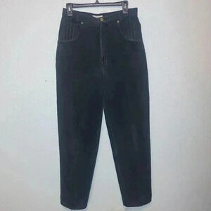 80s Jeans Vintage Black Denim French Dressing Label High Rise, Tapered Leg 10